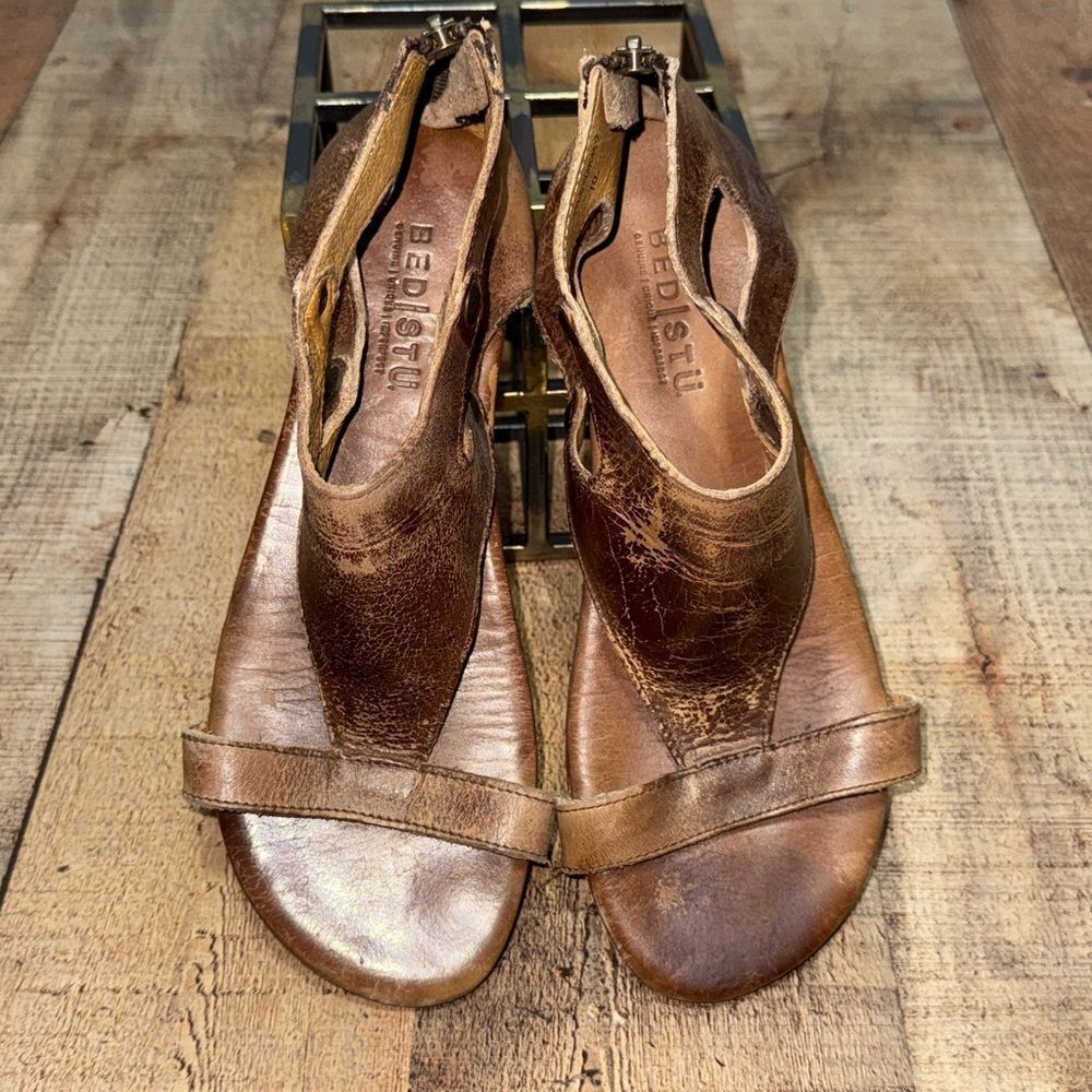 Bed Stu Soto tan rustic Brown Leather Sandals 10 - Picture 9 of 11